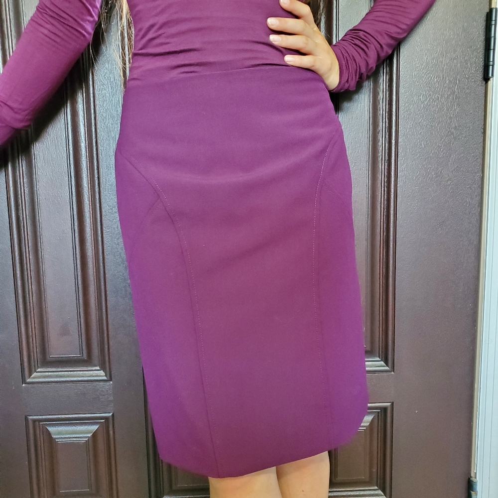 Knee length, Purple Plum purple Pencil Office/ Work Skirt